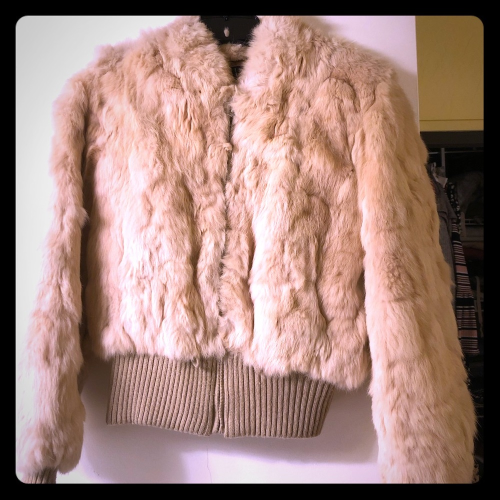 Rabbit fur bomber jacket